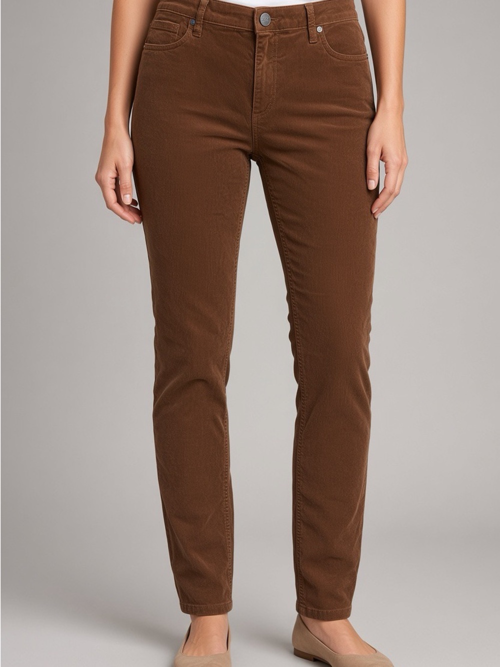 KUT from the Kloth Mia Toothpick Skinny Brown Corduroy Pants Stretch